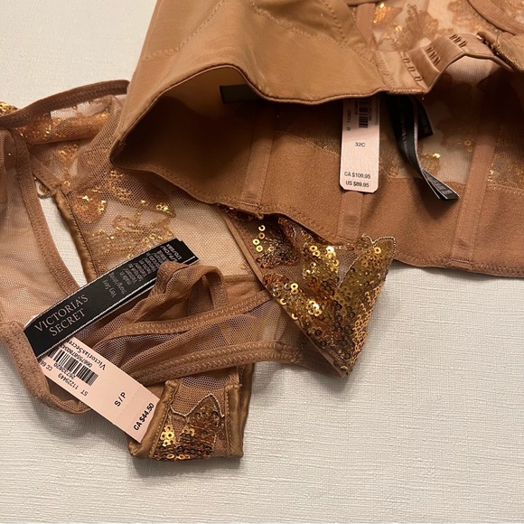 Victoria Secret Sequined Ziggy Glam Floral Embroidery Unlined Corset - Picture 4 of 4